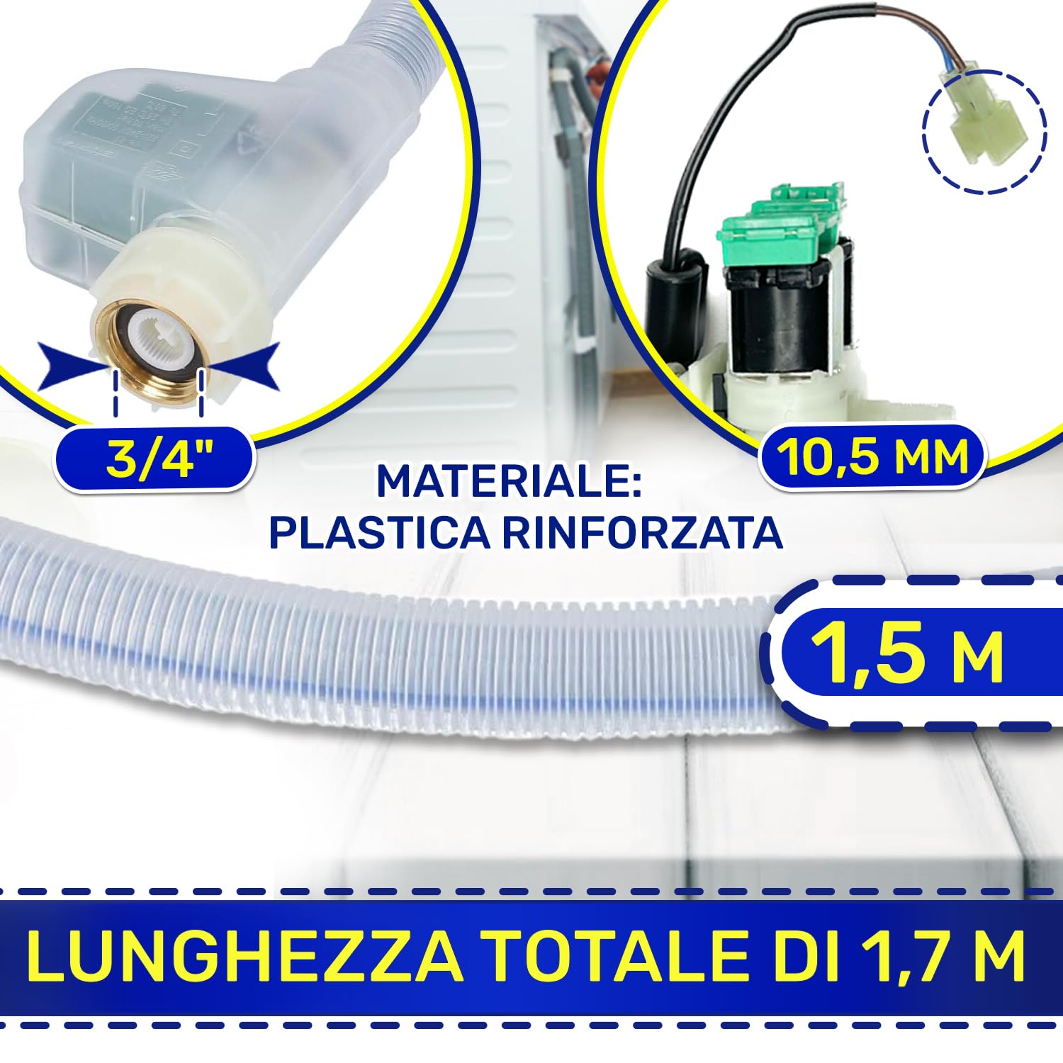 Tubo Carico Lavatrice con Aqua Stop con Codice Originale 00667327 per Bosch | Garanzia di 10 Anni - MONTERAL
