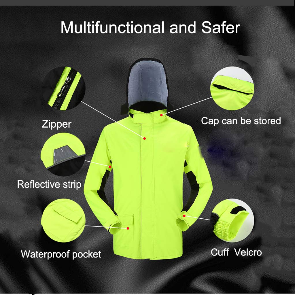 Chaqueta de Lluvia para Adultos Ropa de Lluvia Ligera a Prueba de Viento Reflectante Transpirable con Capucha Bolsillos con Cremallera para Bicicleta de montaña Caza Invierno Vera
