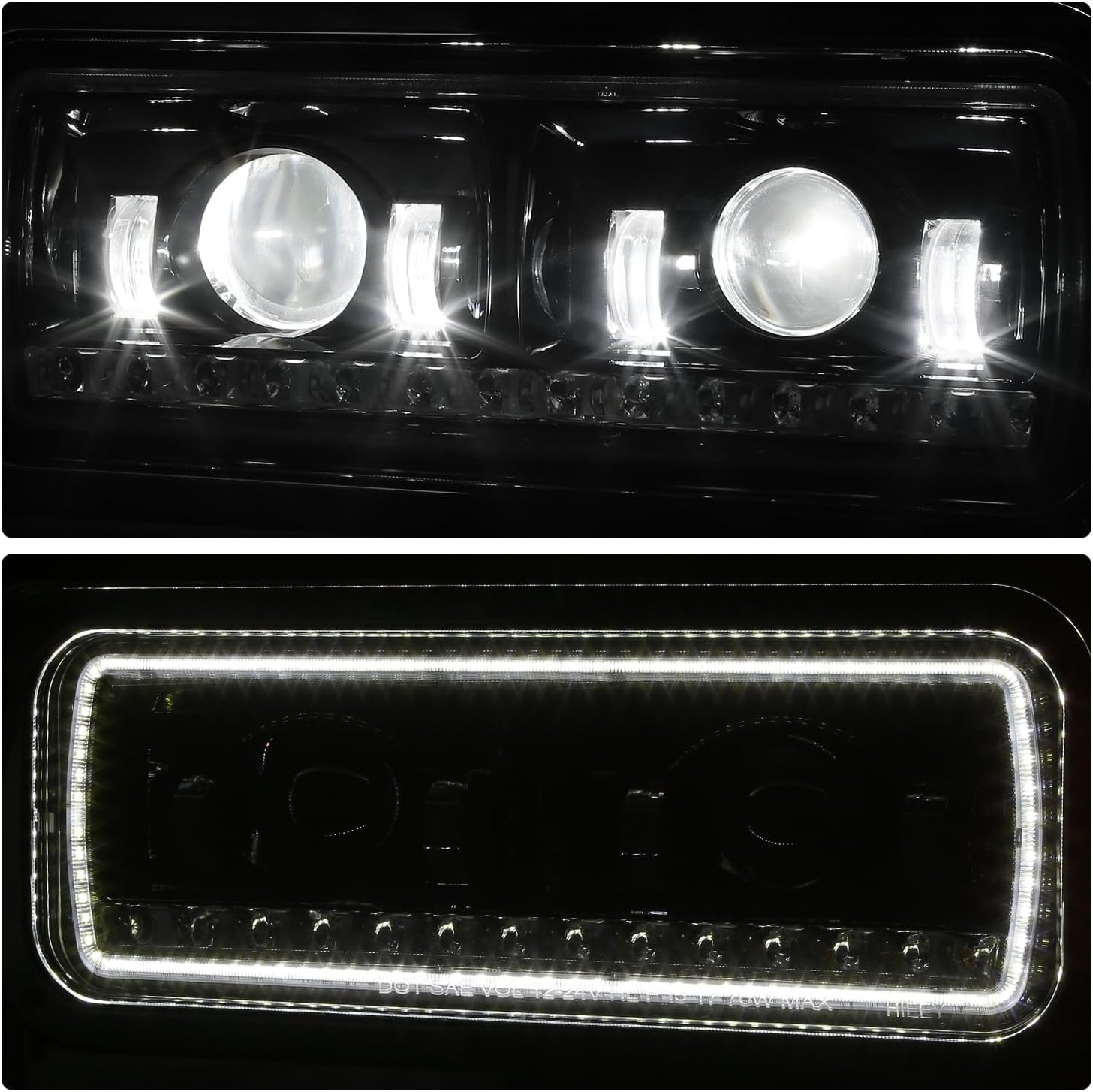 DNA MOTORING Pair of Headlight Assemblies Compatible With 1981-1988 Peterbilt 359, 1987-2007 Peterbilt 379, 2008-2021 Peterbilt 389, 35775, 35776, Black Housing, HL-HAY-062-BK