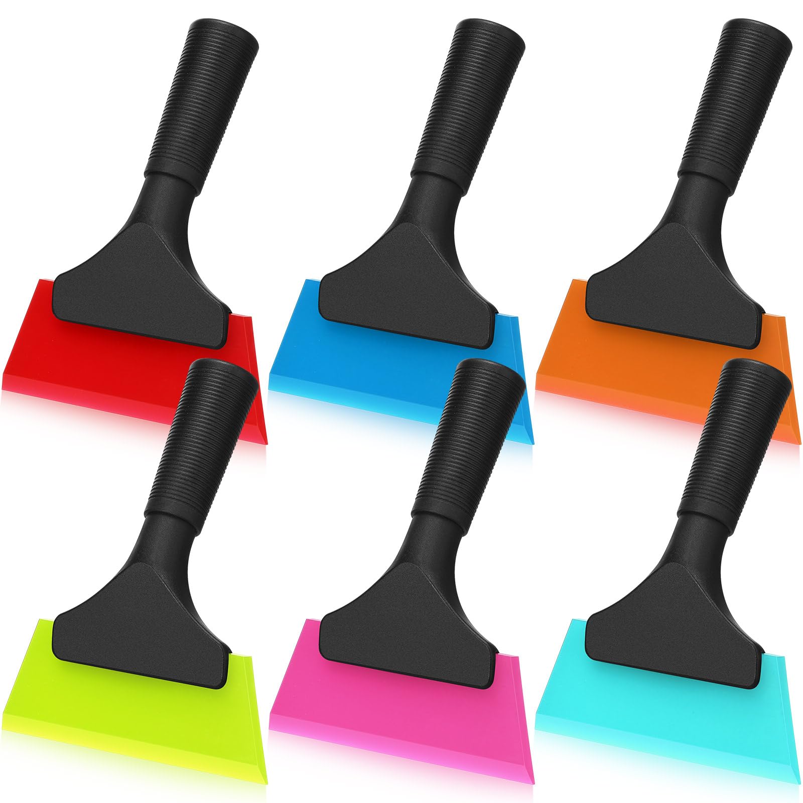 6 Pcs Small Squeegee 5 Inch Window Tint Silicone Squeegee Cleaning with Non Slip Handle Wiper Window Tinting Tools for Car Glass Mirror Shower Bathroom Auto (6 Colors)