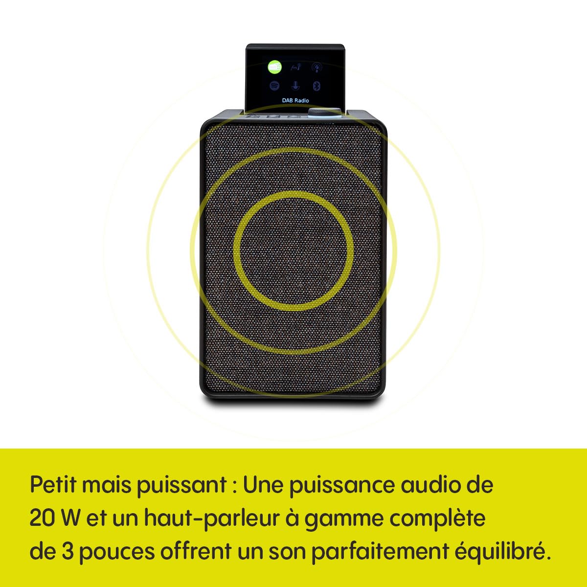 Pure Evoke Spot Système de Musique Compact pour la Maison (Radio Dab+/FM, Radio Internet, podcasts, Spotify Connect, Bluetooth et Puissance Audio de 20 Watts), Coffee Black