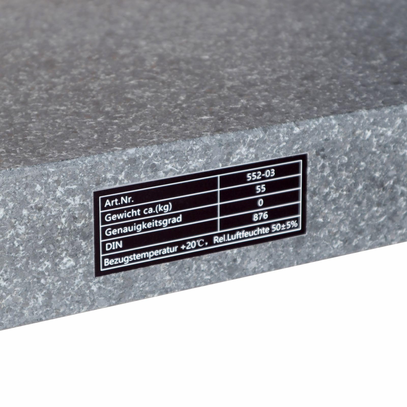 ASIMETO Granit-Messplatte Kontrollplatte DIN 876/0 – 400 x 250 x 50 mm, feingeschliffene Oberfläche, mit Werkskalibrierschein