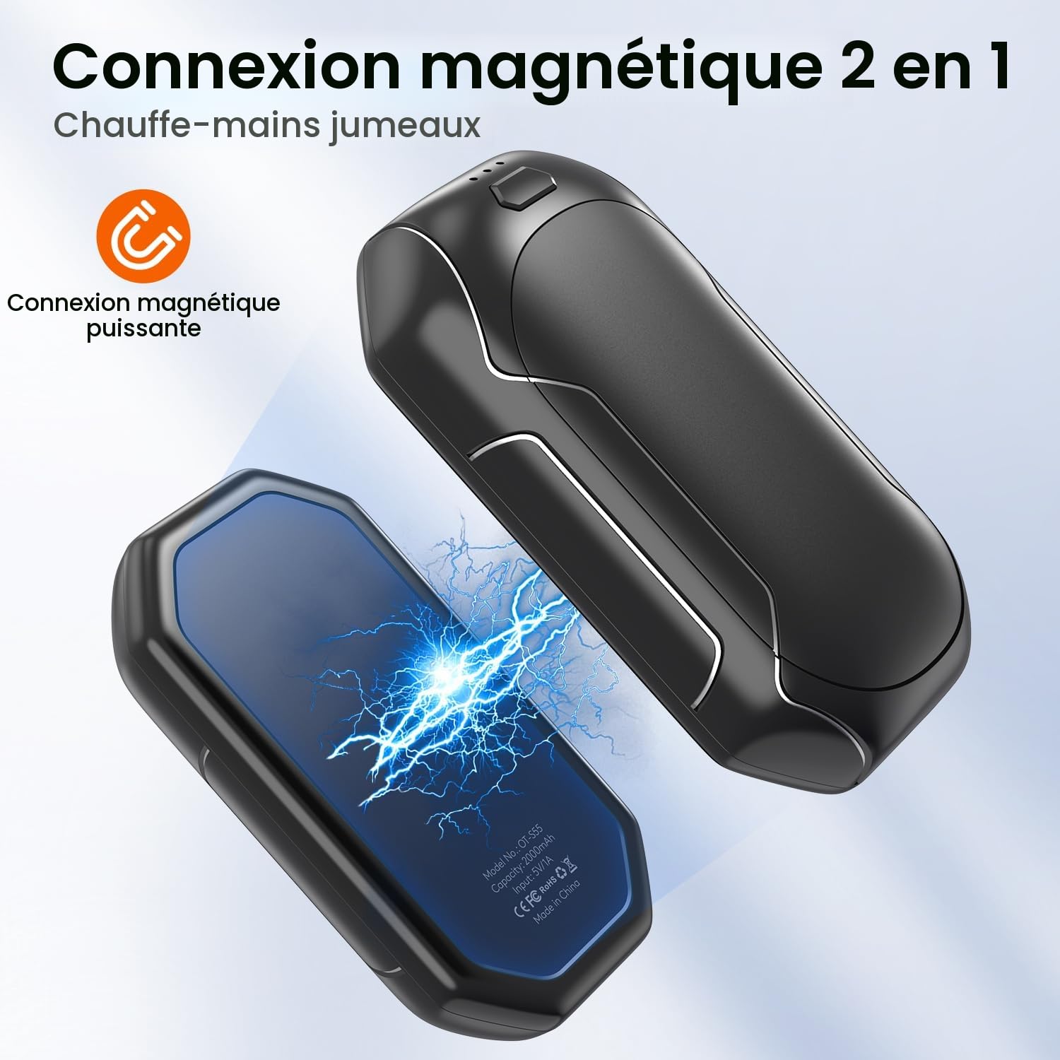 Hand Warmers Rechargeable, 2 Pack Electric Hand Warmer 2 in 1 Hand Warmers Double-Sided Heating, Pocket Warmer for Hunting, Hiking, Camping, Golf, Winter Gifts
