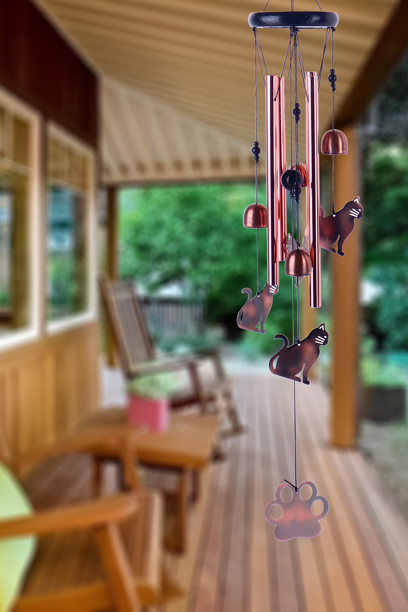 Carillon Éolien Jardin Chat – Décoration Extérieur Fer & Aluminium, Son Apaisant, Cadeau Idéal Pour Amoureux Des Animaux