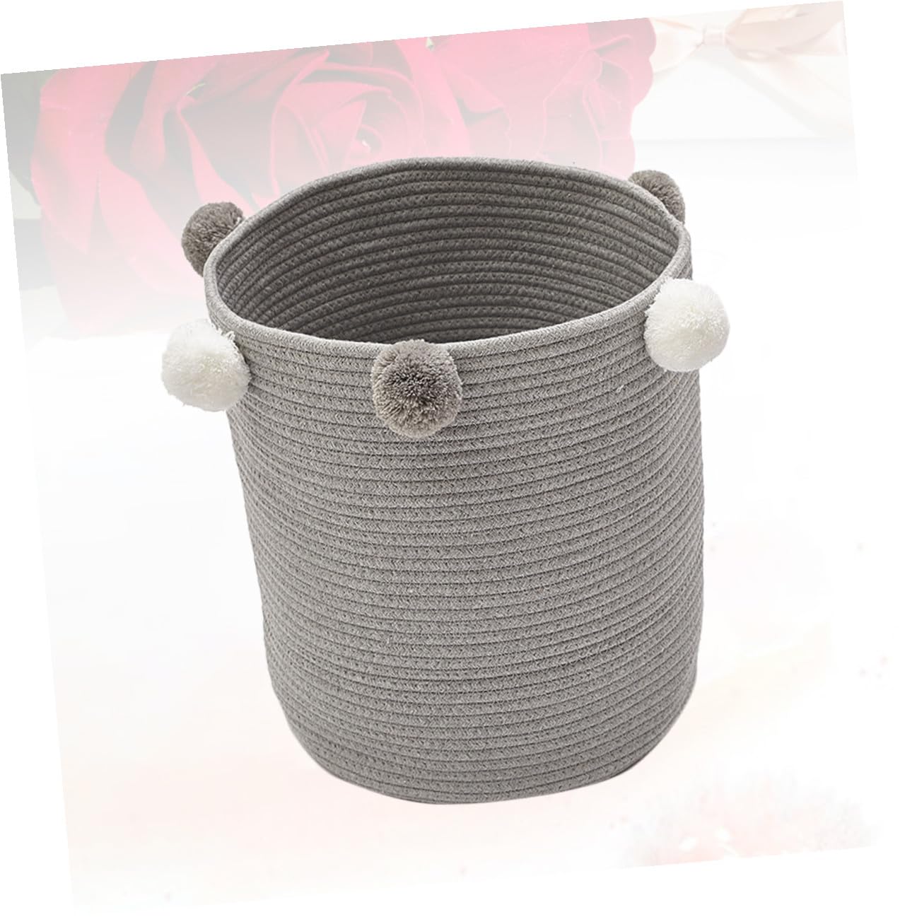 Hemobllo Cesto Porta Biancheria Grande Capacità Rotondo in Corda di Cotone con Decorativi Organizer per Vestiti e Giocattoli, per Armadio o Casa