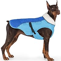 Vista 8 de EMUST Chaqueta de invierno para perro, acogedora chaqueta de perro resistente al viento para clima frío, chalecos de mascotas de color sólido