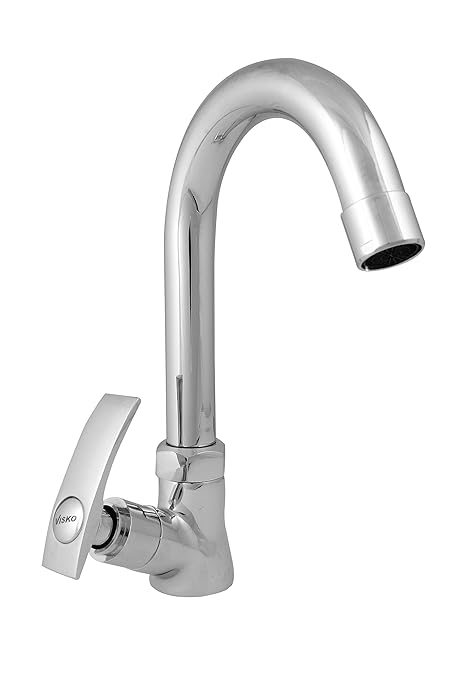 Visko 2009 Royal Swan Neck Sink Tap - Faucet |Long Bib Tap Brass Quarter Turn Fitting for Bathroom Use with Hand Shower/Health Faucet | Silver |