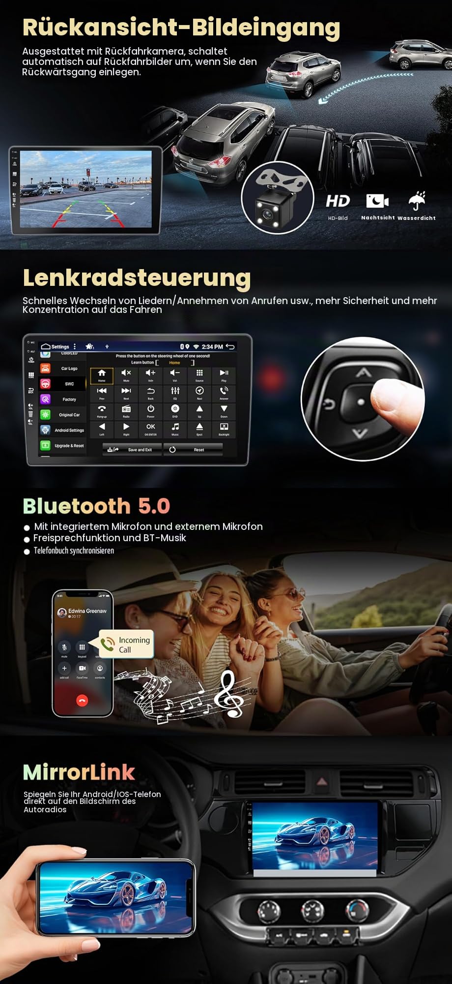 KEC 9” [4+64G] Android 16 Autoradio für Honda Jazz City 2002-2007-mit Wireless Apple CarPlay|Android Auto|Mirror Link|GPS Navigation|Bluetooth 5.0|WiFi |USB|Navi|FM+Rückfahrkamera