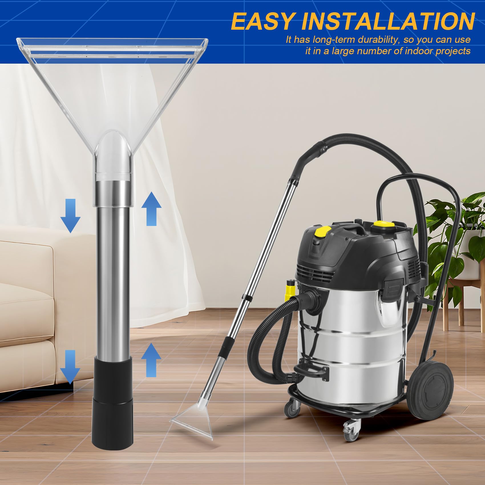 CosyCaya Universal Vacuum Nozzle for Attachments 2 Portable Transparent with 3 Connectors Shatter Proof Sofa Carpet Cleaning Nozzle Wet/Dry Vacuum Carpet Cleaner Spare Parts - Image 3