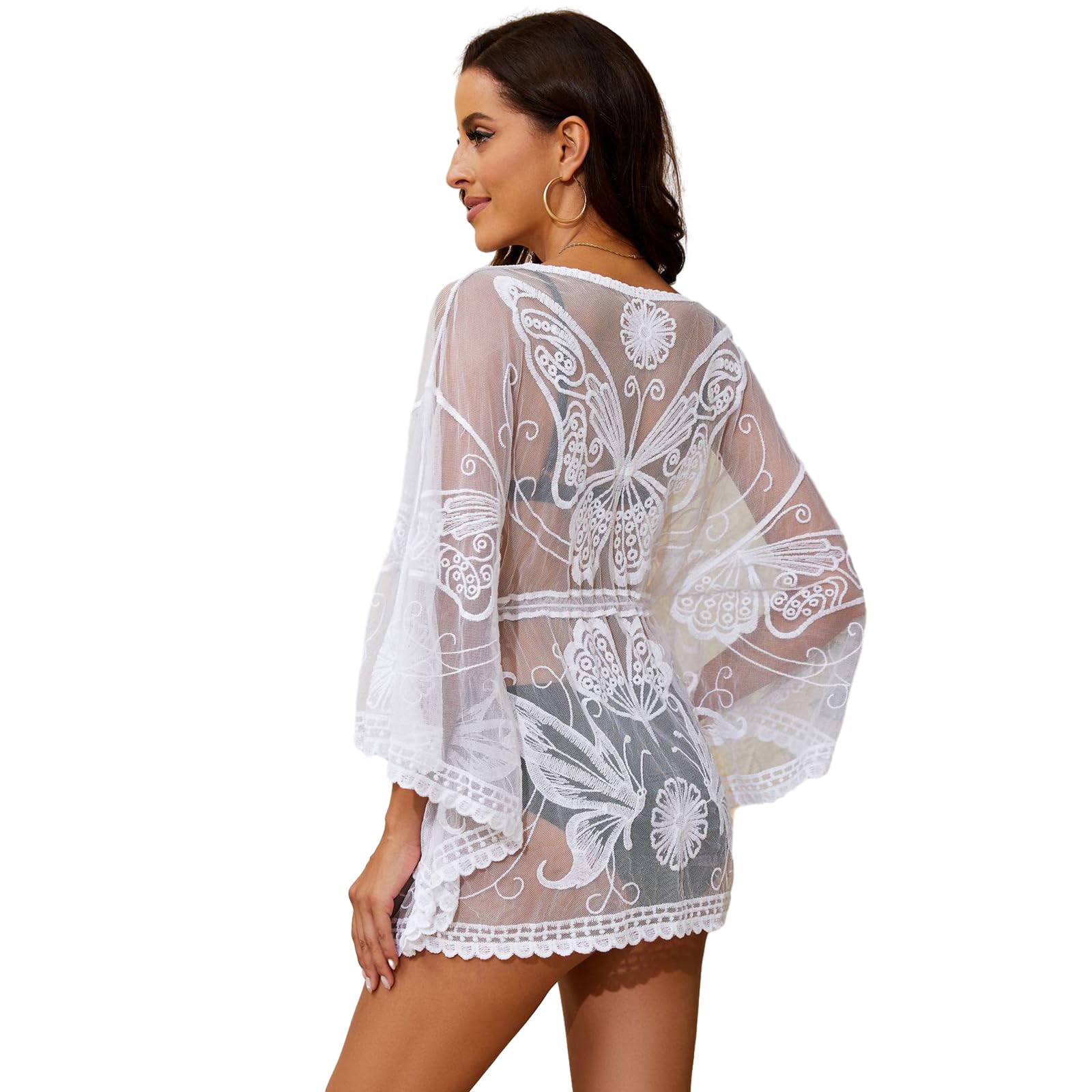 Kamonda Women's Sexy Butterfly Swimsuit Cover Ups Casual See Through Sheer Mesh  Short Mini Dress for Swimwear at Amazon Women's Clothing store