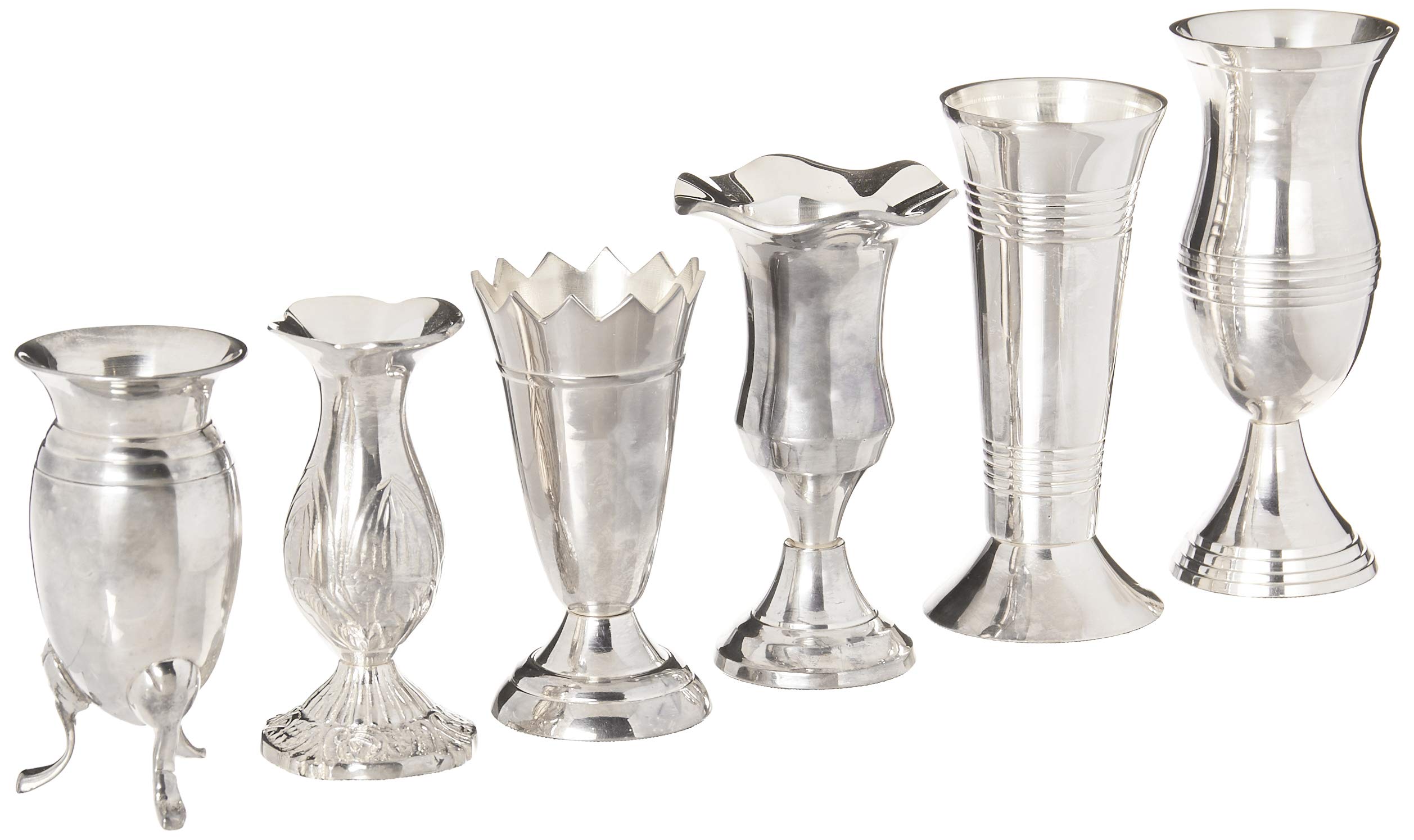 Two's Company Queen Anne's Vases, Silver Plated Brass, Set of 6