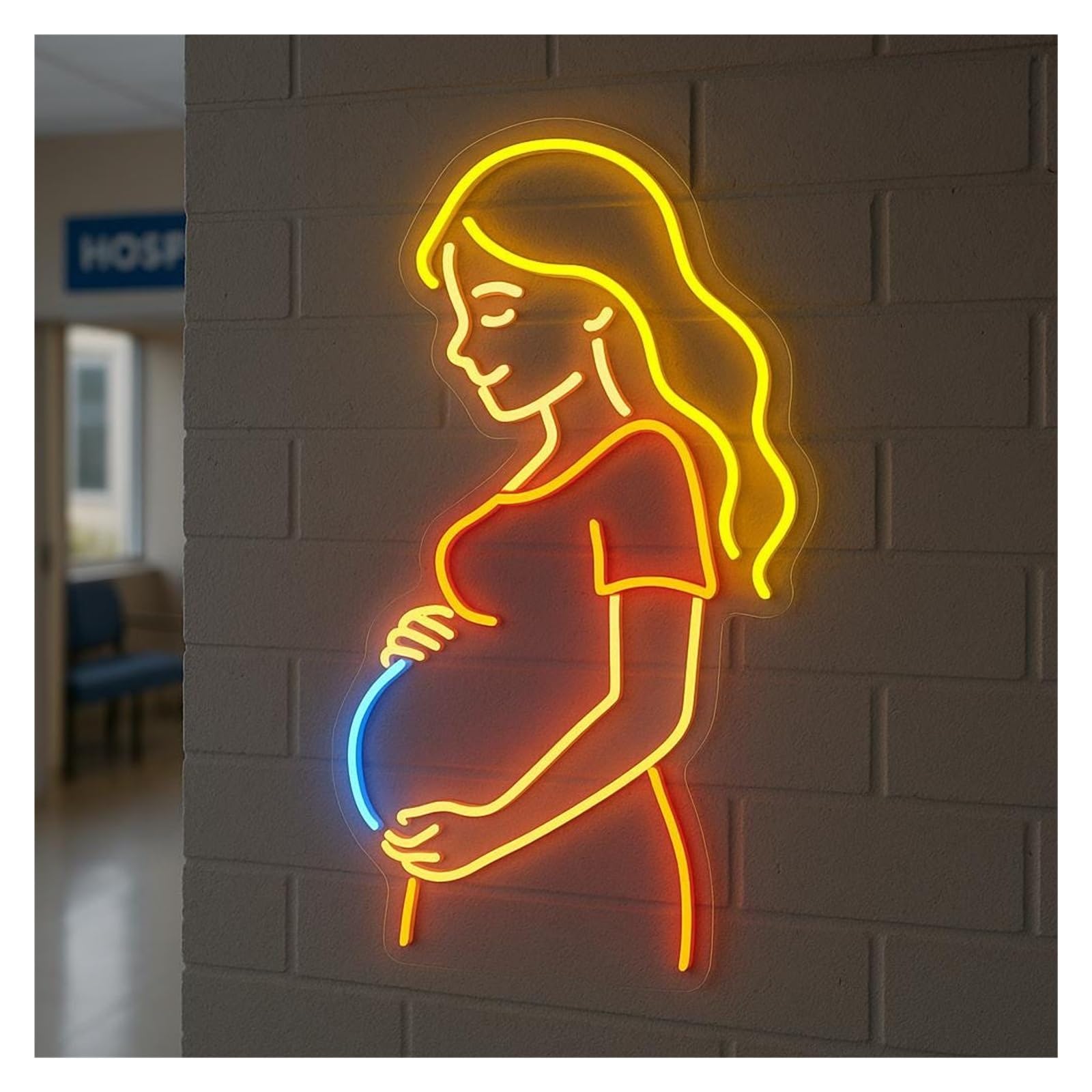 Shouxi Women's A Sign Lamp Pregnant Woman Neon Sign Body For Bedroom Livingroom Birthday Party 58Cm
