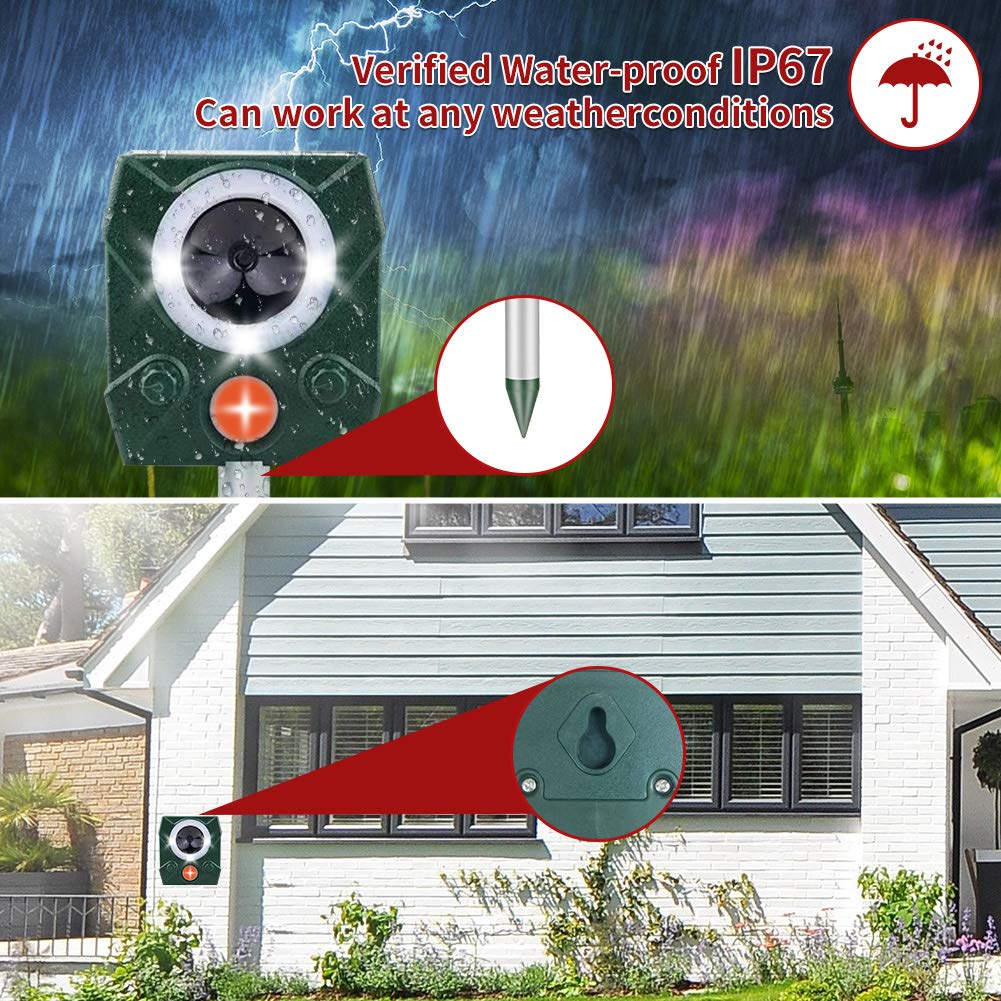 Repellente Gatti Ultrasuoni Energia Solare Impermeabile a Fequenza Regolabile Con allarme animale Adatto per Gatti, Cani, Ratti, Uccelli e Volpi Adatto agli Giardino,Fattoria,Cortile
