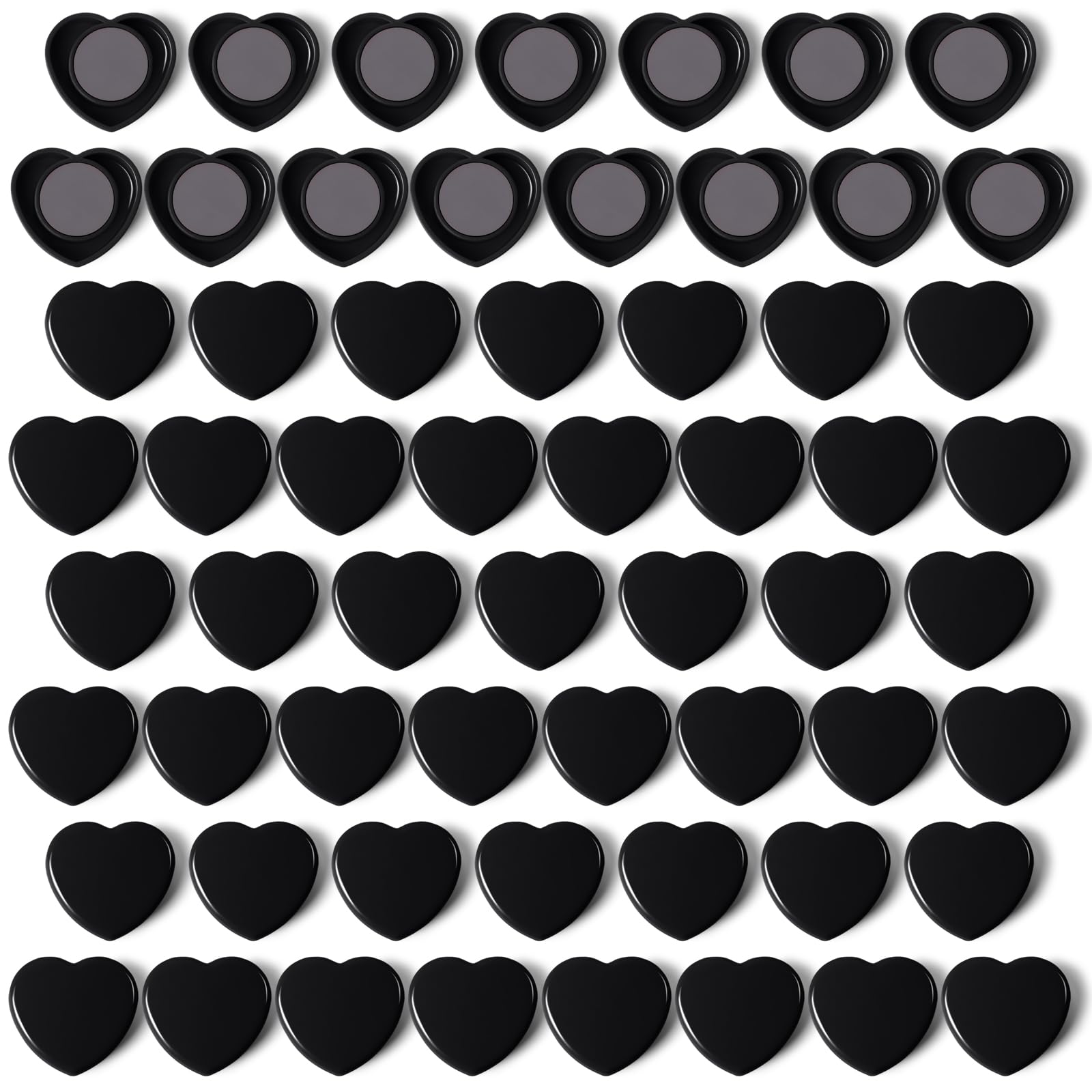 PYJLBX Magnete für Magnettafel - 60 Stück Magnet Stark Herz, Mini Kühlschrankmagnete & Whiteboard Magnete Schwarz | Dekorative Klein Magneten Starker Halt für Pinnwand, Magnetwand, Foto, Büro, Schule