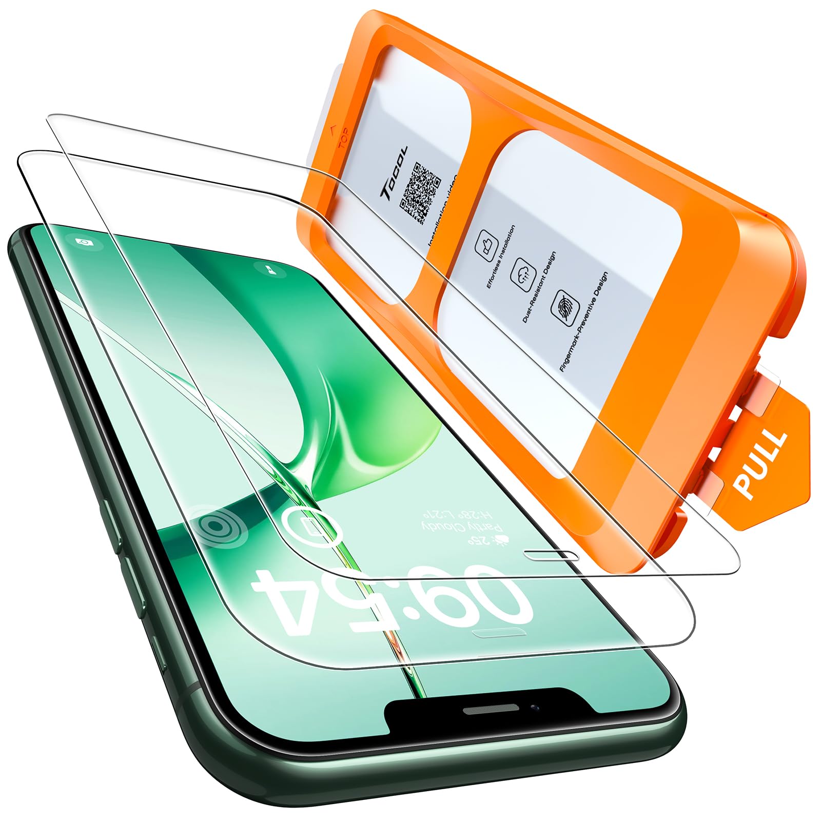 TOCOL Pellicola Protettiva per iPhone 11 Pro Max/iPhone XS Max 6,5 Pollici, Rimozione Automatica Della Polvere, Installazione Rapida, Copertura Completa, Senza Bolle, Durezza 9H Vetro, 2 Pezzi