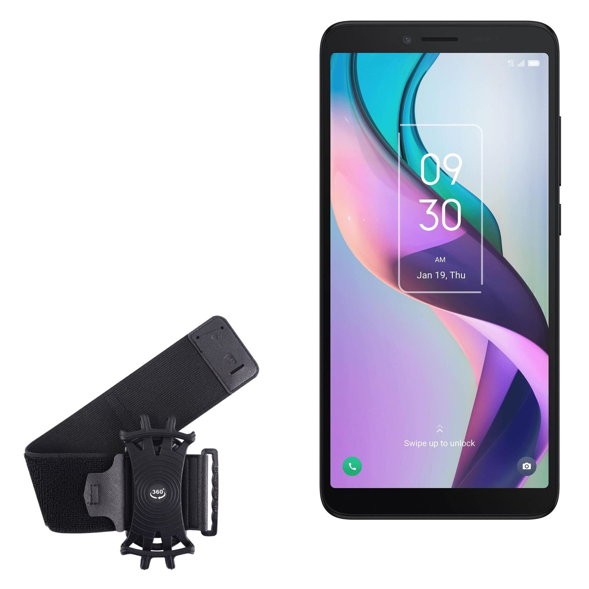 BoxWave Holster Compatible with TCL Ion X - ActiveStretch Sport Armband, Adjustable Armband for Workout and Running - Jet Black