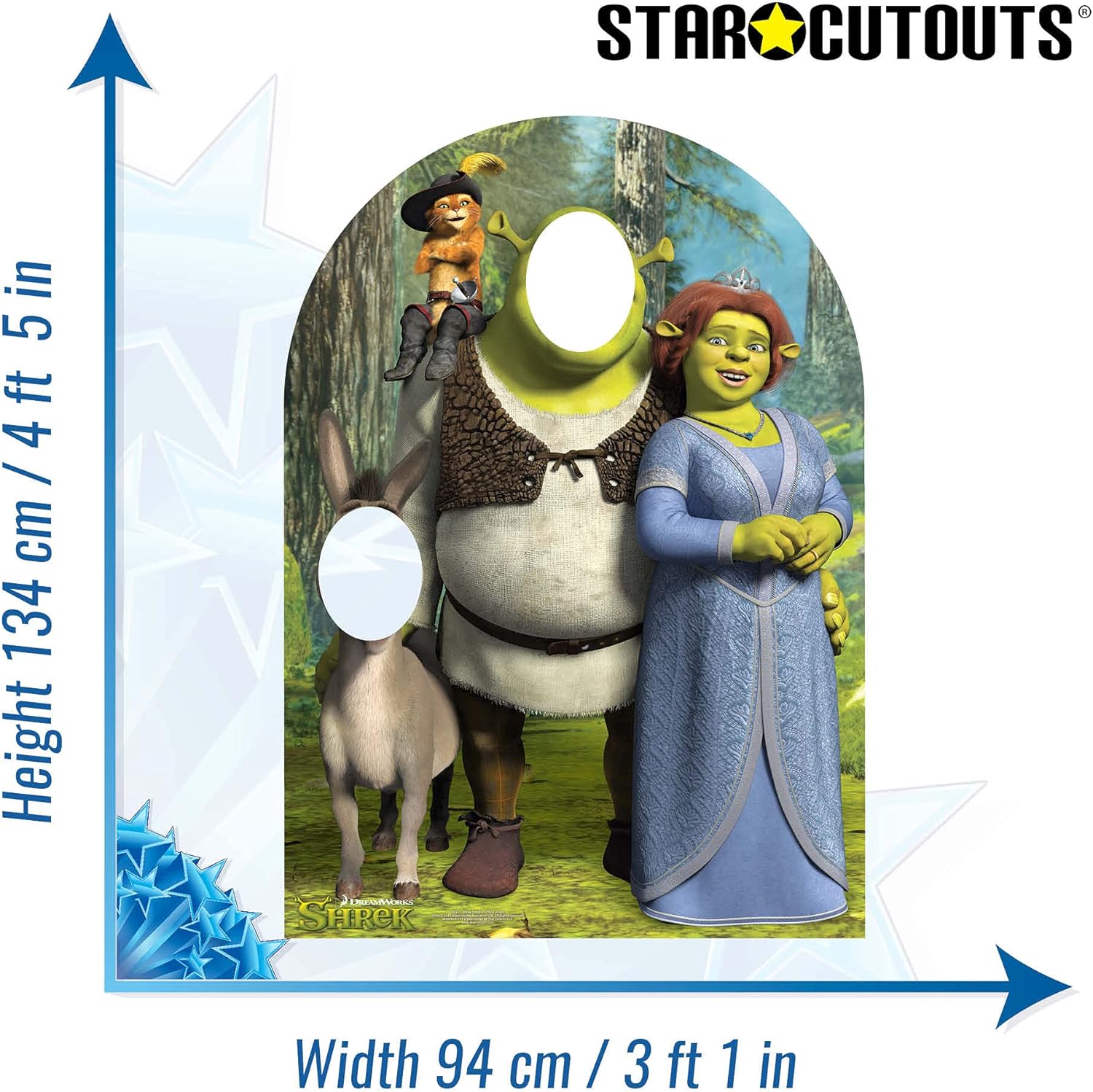 STAR CUTOUTS STSC821 Offical Lifesize Cardboard Cutout Party Decoration & Fun Gift Shrek Fiona Donkey Child Size Stand in Height 134cm