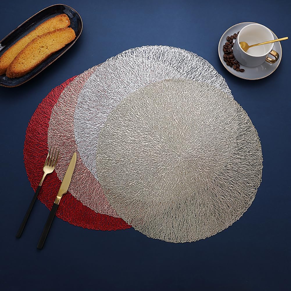 Design Creativo In PVC Round Placemat 38 Cm/14.9in - Tappetino Da Tè Al Caffè Lavabile Per Pranzo, Cucina, Festa, Decorazioni Per La Casa,Oro Rosa,10 Pezzi