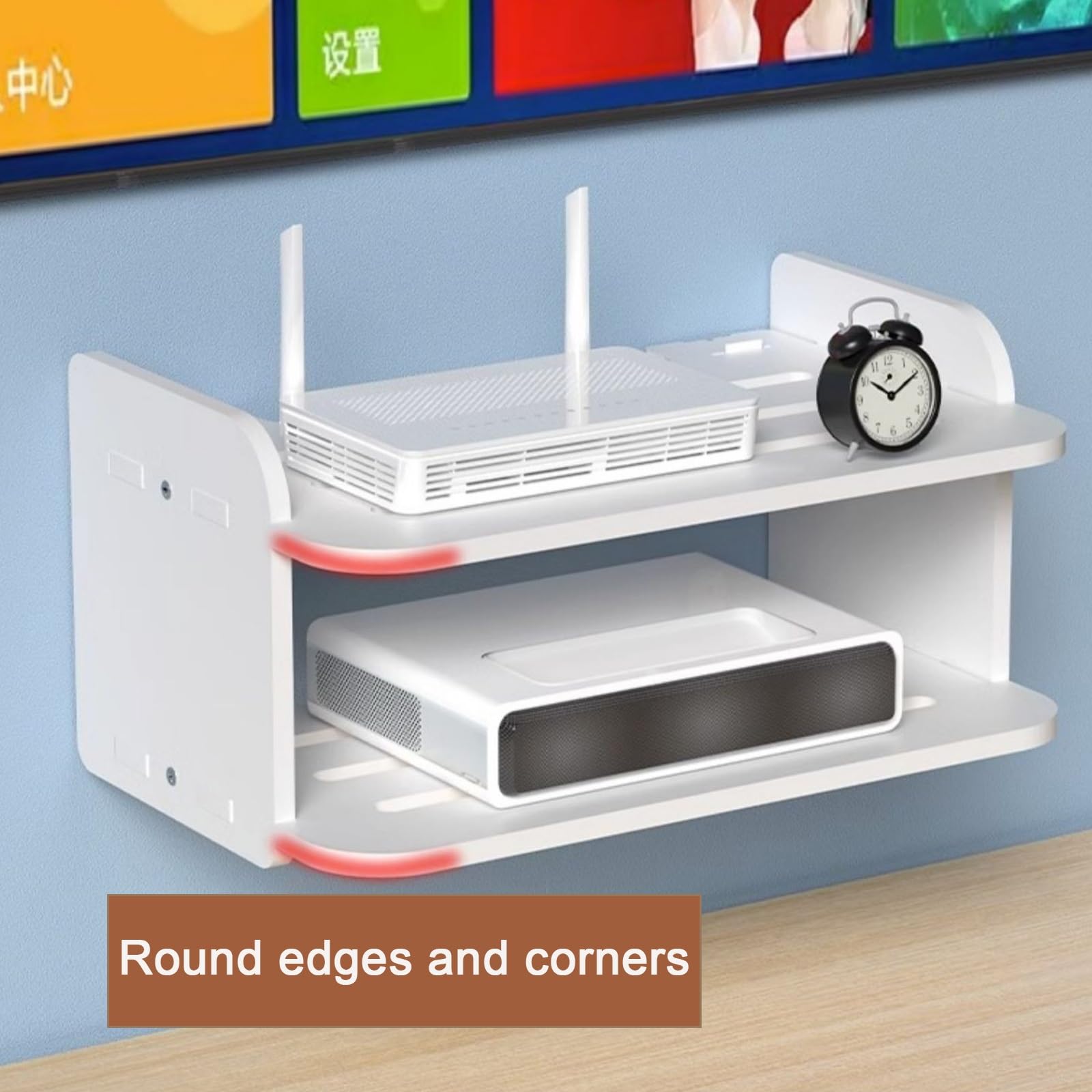 Scatola portaoggetti da parete per router, ripiano per la gestione dei cavi per TV Set-Top Box, mensola galleggiante per decorazione da parete, nero