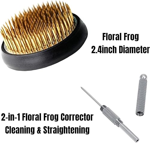 Vista 5 de Kit japonés Ikebana de rana floral, suministros de arreglos de flores japonesas, contenedor de flores con herramienta de enderezamiento de agujas