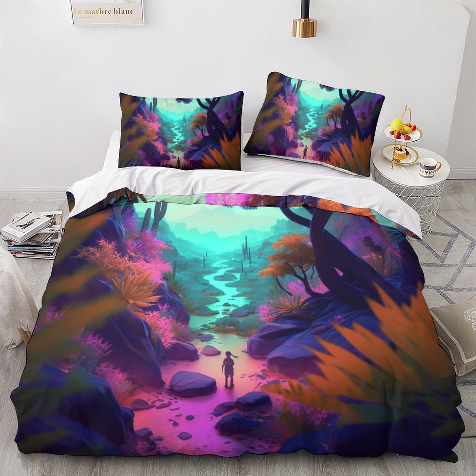 Housses de couette 220x240cm avec taie d'oreiller microfibre Dark Valley