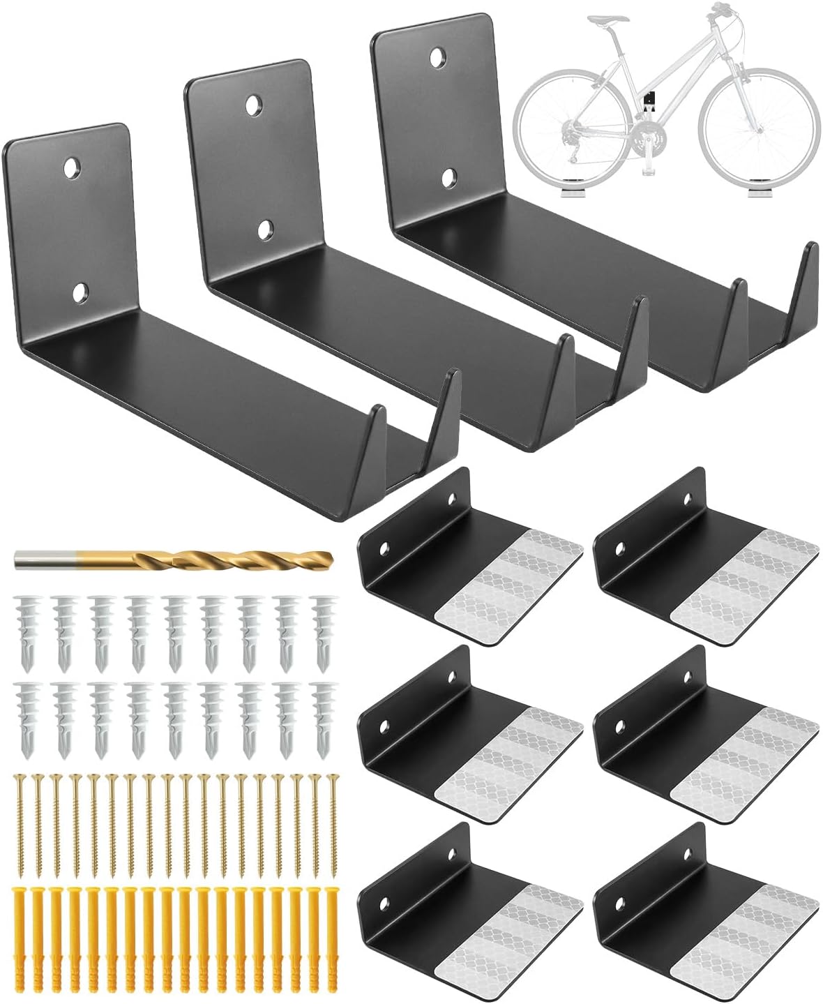 Wall Mount Bike Pedal Hanger with Reflective Strip, for Garage Vertical