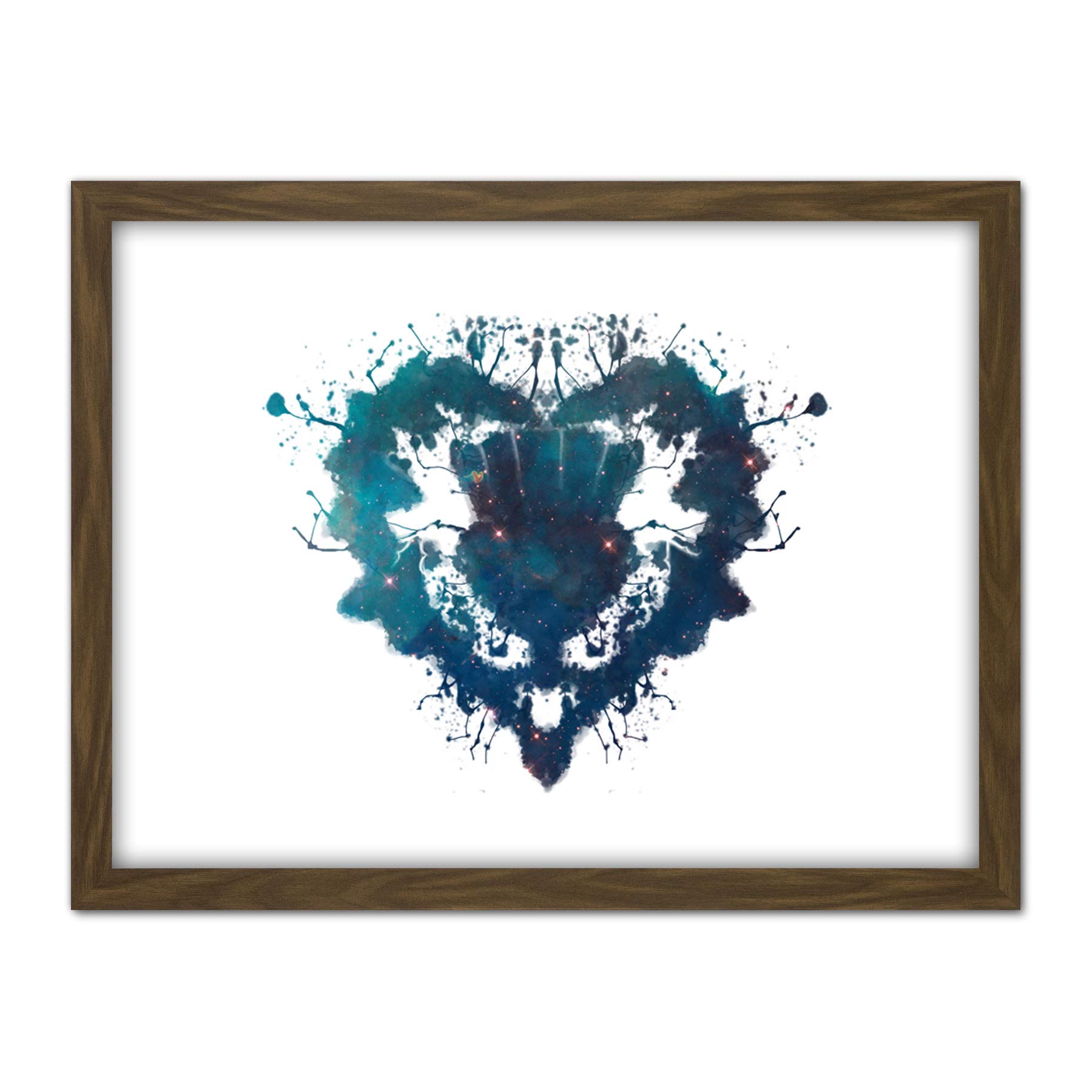 Artery8 Framed Wall Art Print - Thistle Heart Ink Splat - Large, W18 x H24 inch - Brown