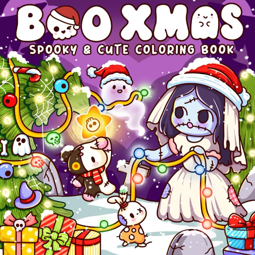 Boo Xmas: Spooky Coloring Book for Teens and Adults featuring Cozy Christmas Scenes with Cute Creepy Characters in Winter Holiday for Relaxation