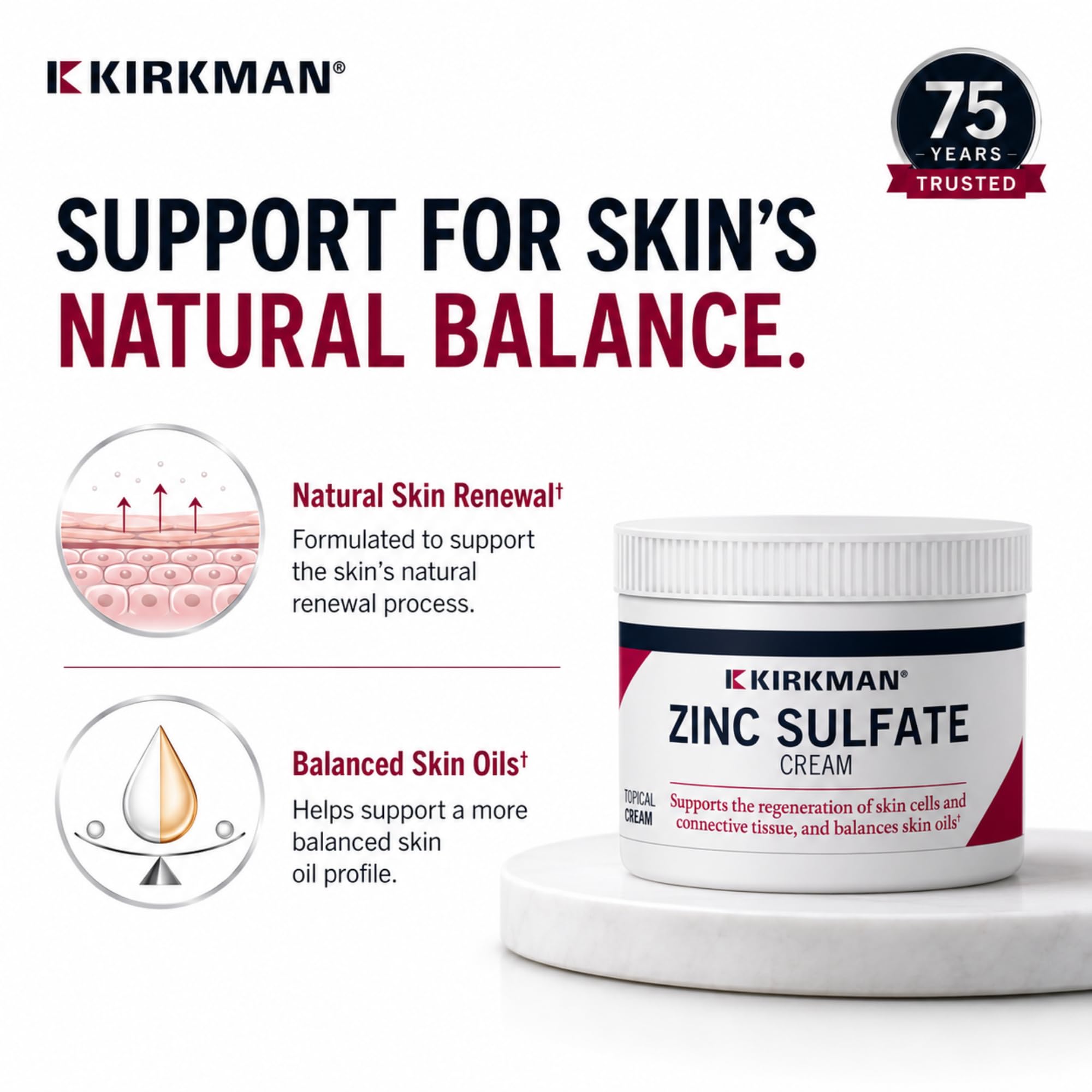 Kirkman Zinc Sulfate Cream for Skin, Topical Zinc Formula, 4 Oz — Amazon image 5
