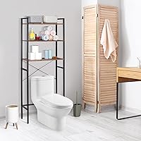 Vista 4 de SUPER DEAL Estante de almacenamiento sobre el inodoro, organizador de baño de 3 niveles, estante de madera, color marrón rústico