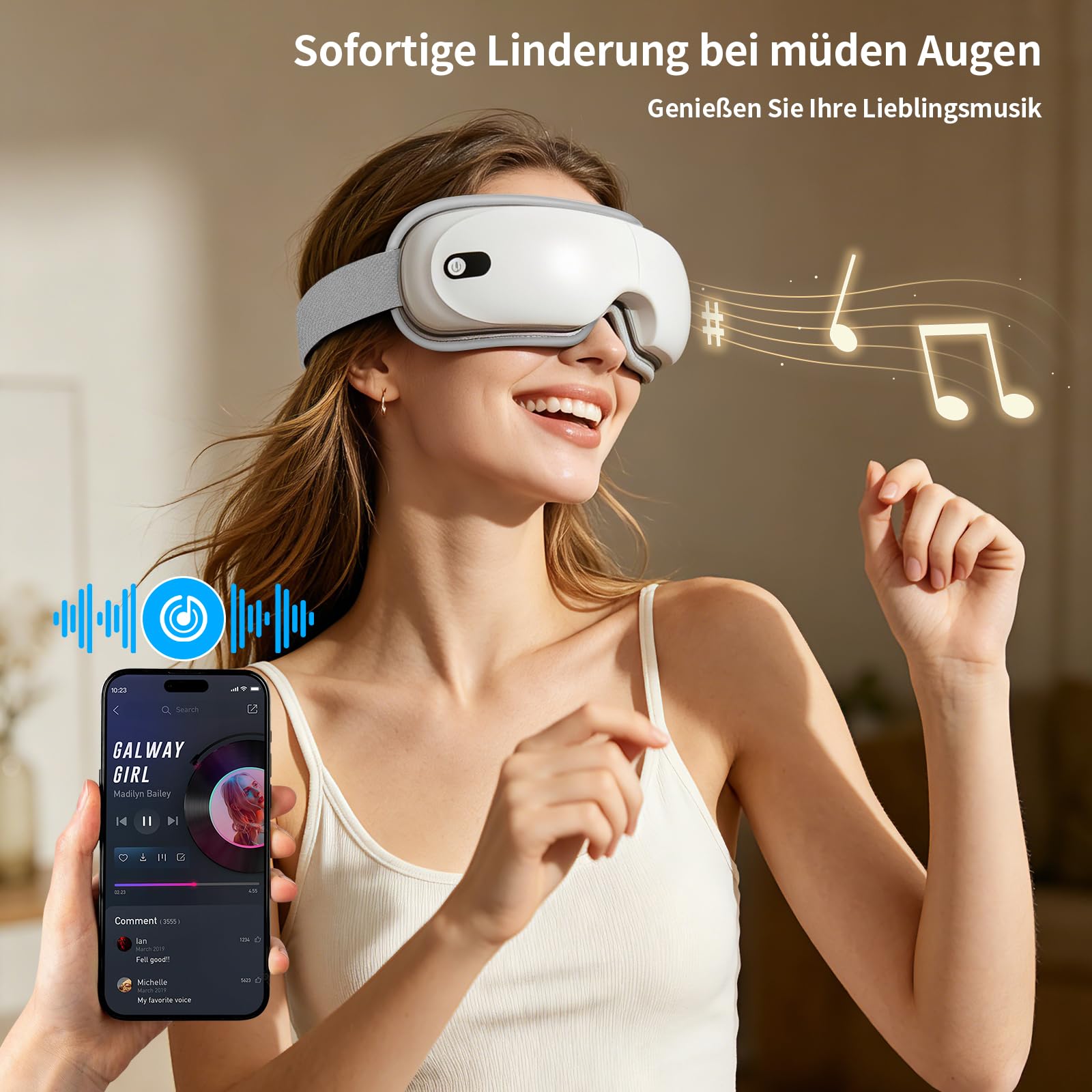Augenmassagegerät mit Wärme,Vibration & Kompression | Elektrische Augenmassagebrille zur Augenentspannung bei Bildschirmarbeit vor dem Schlafen,Geschenk für Frauen & Männer