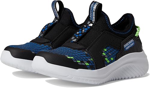 Skechers Kids Boys Ultra Flex 3.0-Triple Pointz Sneaker, Black/Blue/Lime,7 Big Kid
