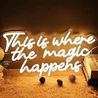 Vista 7 de SYLHOME Letrero de luz LED de neón con texto en inglés «This Is Where The Magic Happens», para dormitorio, boda, fiesta de cumpleaños, decoración