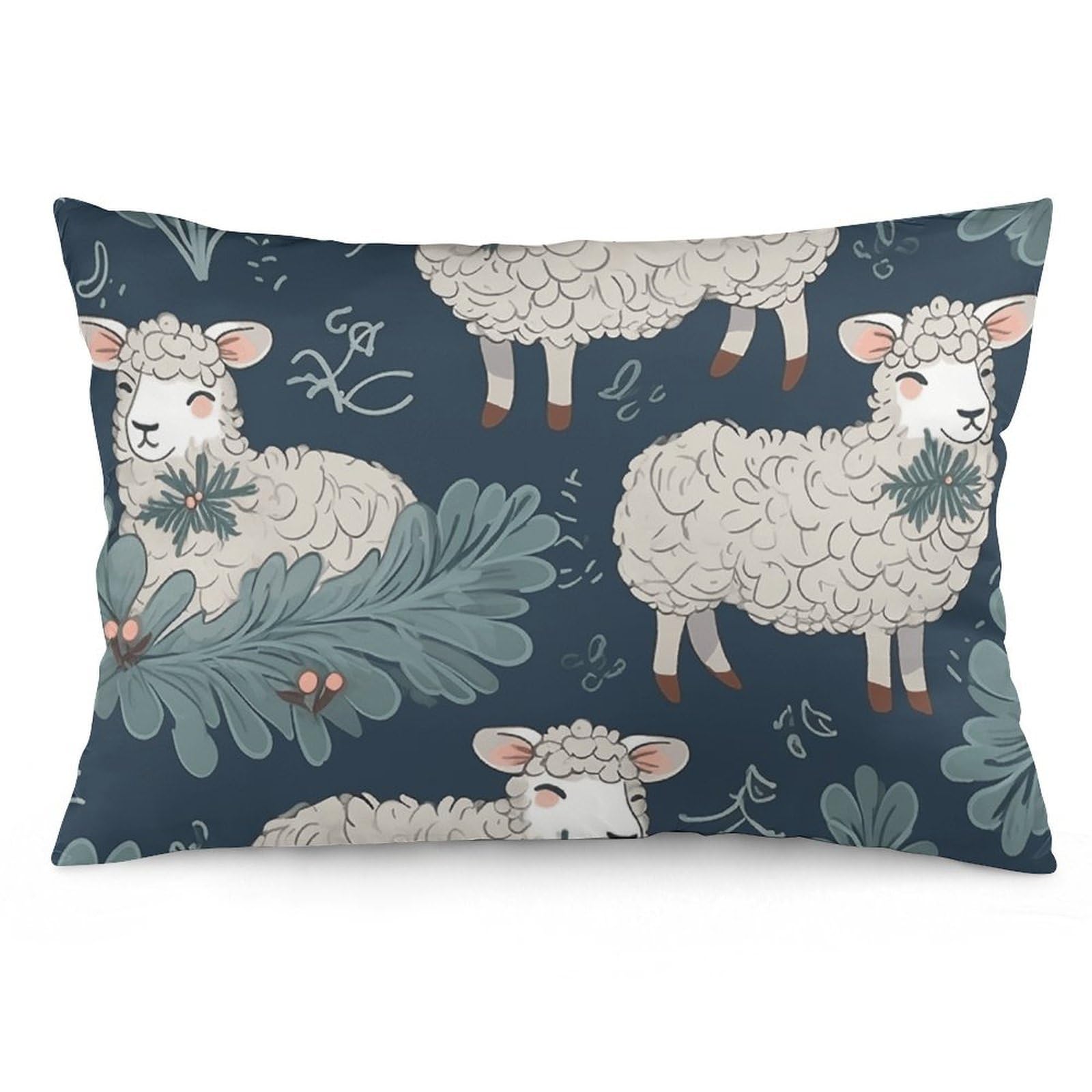 NTVOWPZO 2 Pack Decoration Throw Pillow Covers 12 "x20 Pillowcases Covers Sheep and Holly Tree Pillowcases Modern Farmhouse Home Decor Sofa Cushions Covers for Couch Bed Living Room