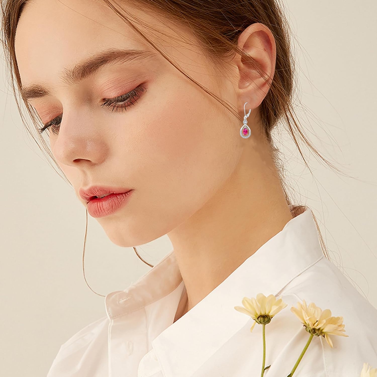 Dangle Drop Earrings 925 Sterling Silver Teardrop Cubic Zirconia Jewelry Leverback Earrings Birthday Christmas Anniversary Jewelry Gift for Women