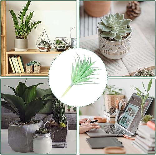 Miniatura 5 de PATIKIL Plantas suculentas artificiales, paquete de 4 plantas falsas pequeñas, plantas suculentas falsas sin maceta para decoración del jardín del