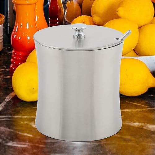 Miniatura 7 de Oumefar Azucarero de acero inoxidable, olla de sal para condimentos con tapa y cucharas de servir, recipiente de condimentos de cocina para el