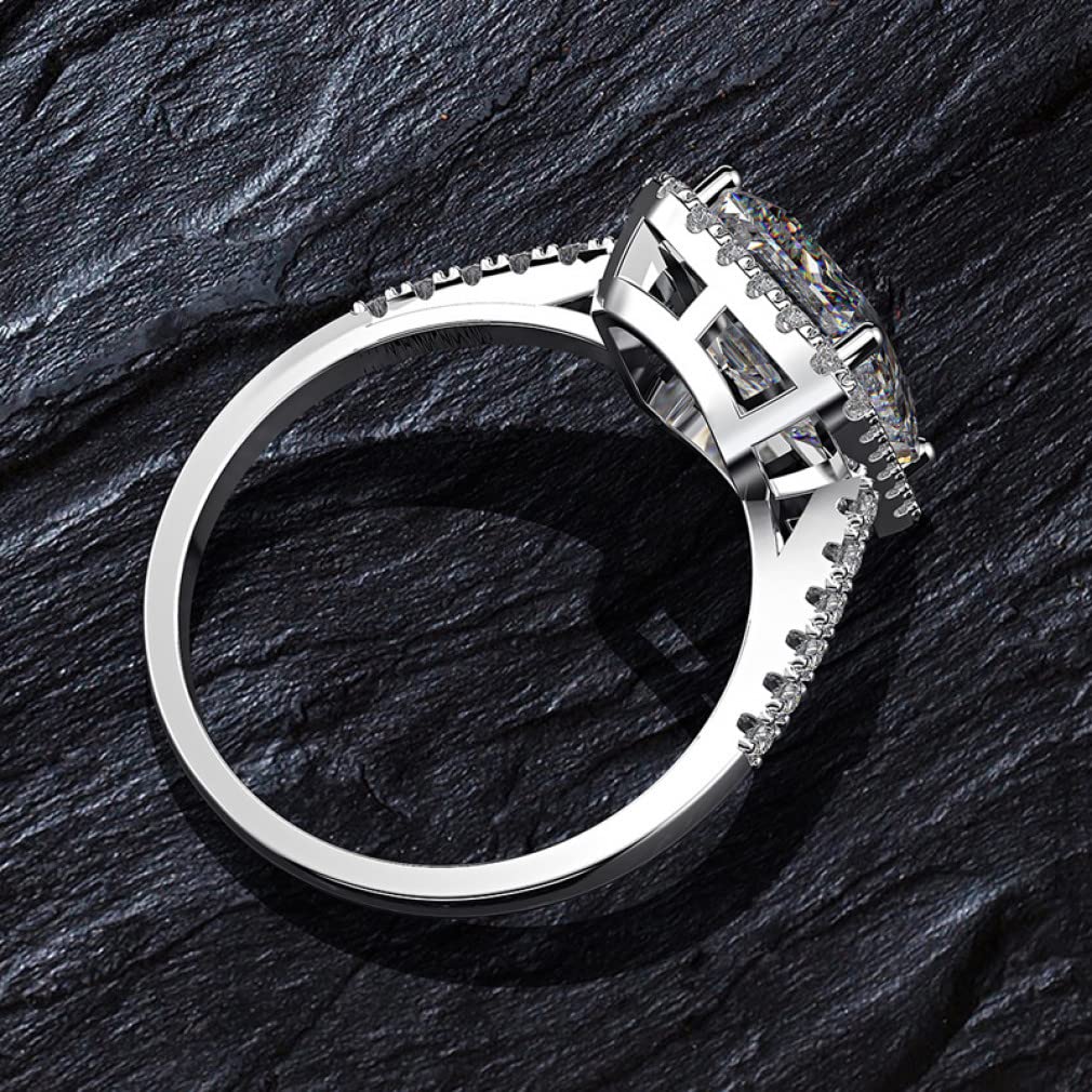 Tummty 925 Sterling Silber 6 Karat Smaragdschliff Moissanite Diamant-Verlobungsringe für Damenschmuck