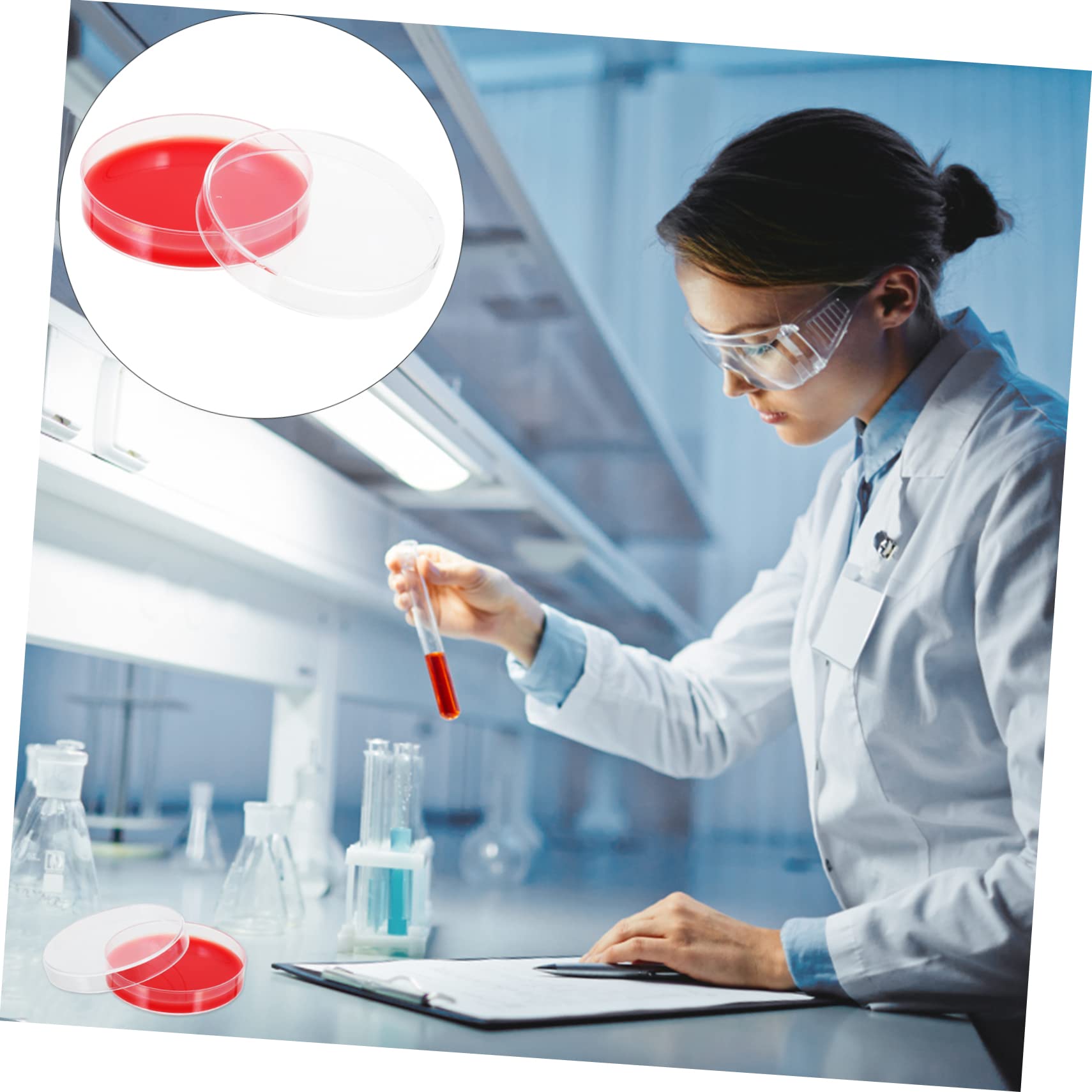 Milieu de Croissance à Base D'agar Rouge pour Laboratoire Médical et Industriel, Boîtes de Pétri en Pe, Surface Lisse Intérieure et Extérieure, Lot de 10 Pièces