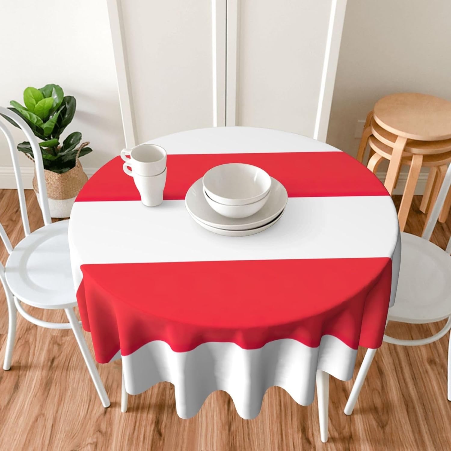 Indonesian Flag Print Wrinkle Free Dining Table Cover for Birthday Party Farmhouse Tablecloths Up to 60 x 60 Inches