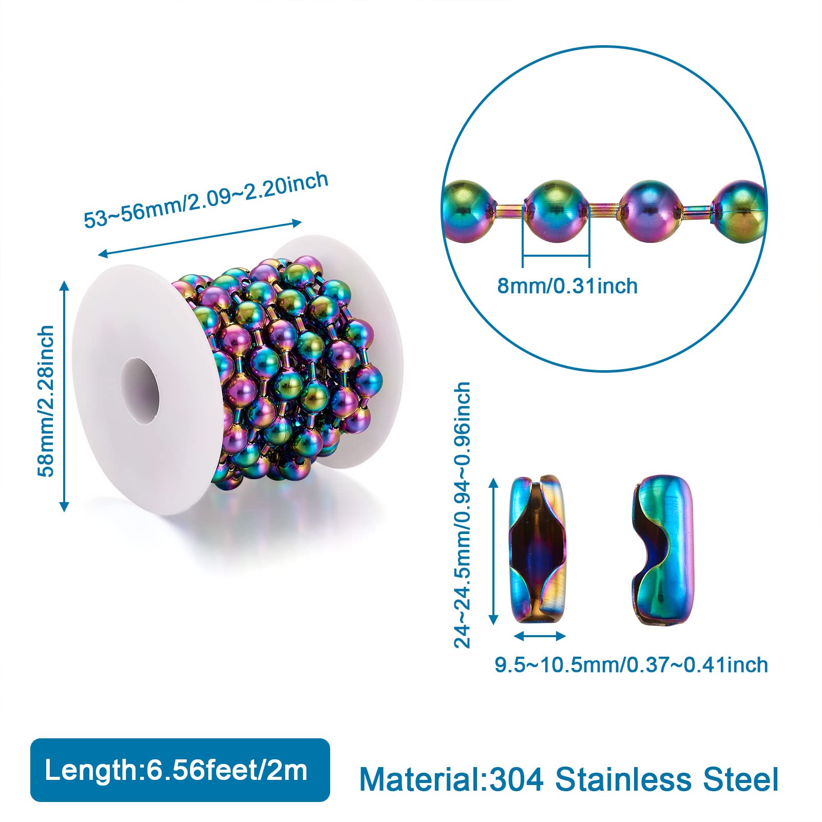 Amazon.com: Pandahall 6.56 Ft 8mm Stainless Steel Ball Chains