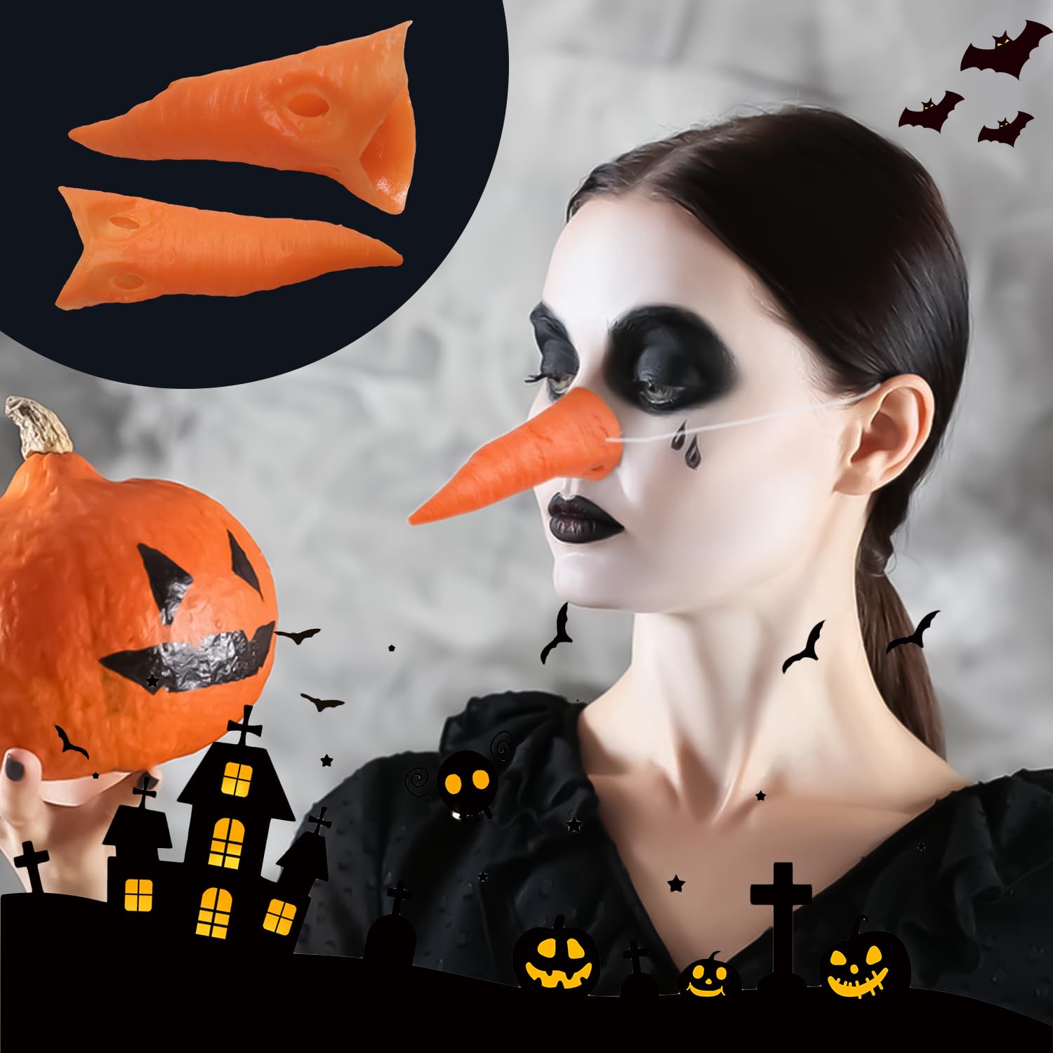 Lezevn Carrot Nose Accessory Christmas Orange Carrot Nose Snowman Nose Disguise Nose for Snowman Christmas Costumes or Scarecrow Costumes (5) - Image 2