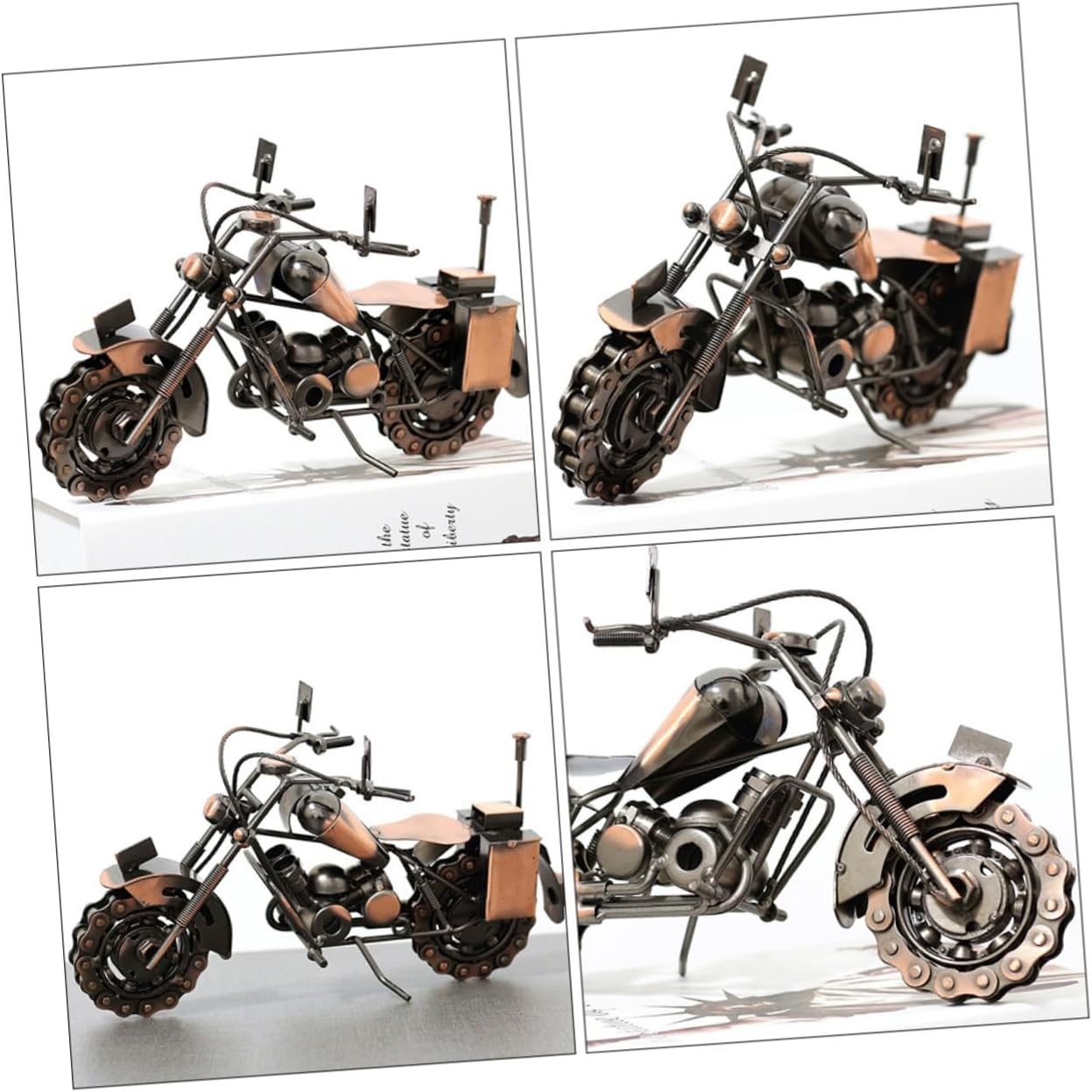 Vintage Iron Motorcycle Model for Fathers Day Home Office Decor Metal Art Decoration