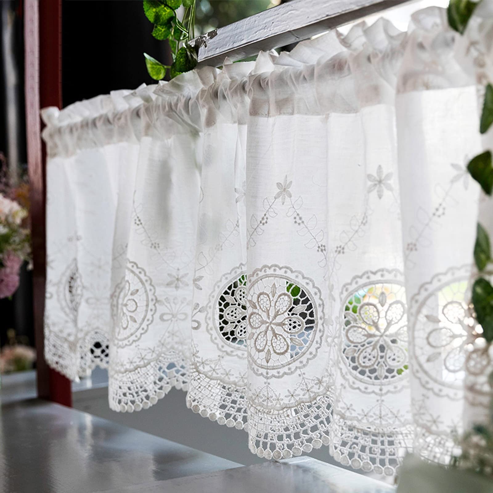 Cenefas para cortinas cortas y elegantes adaptables a ventanas de cocina y paneles de cafetería