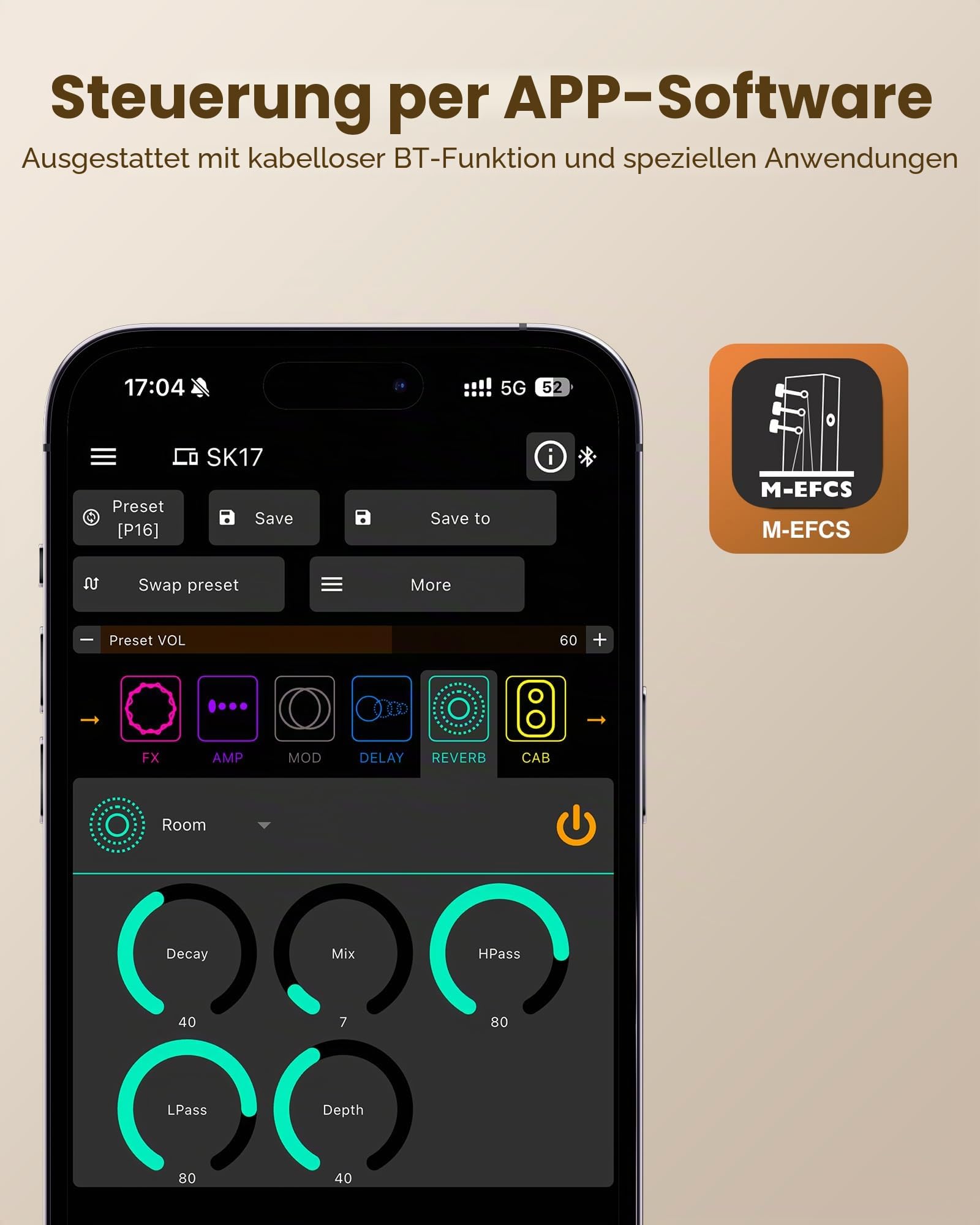 New Bee Guitar Pedal 6 Effektmodule 80 Presets Multieffektgerät Gitarre Wiederaufladbar OTG-interner Aufnahmemodus Effektgerät Gitarre mit Clip-On-Design