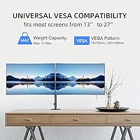 Vista 3 de Pholiten Soporte de monitor doble, soporte de monitor dual para escritorio, soportes de monitor para 2 monitores, brazo de monitor dual con resorte