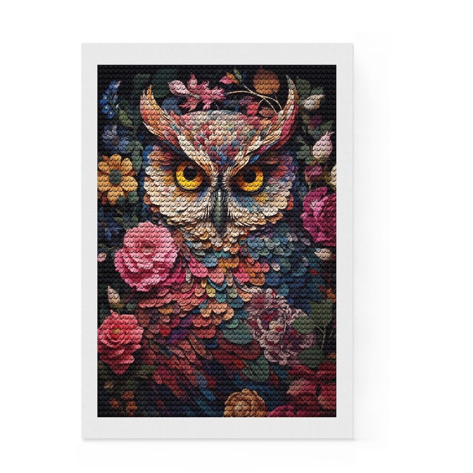 Junmoney Blossoming Wisdom Diamond Painting Kit 8"x12", Neat Printed Canvas, Sparkling Round Gems, Fun Craft Experience, Office Decor