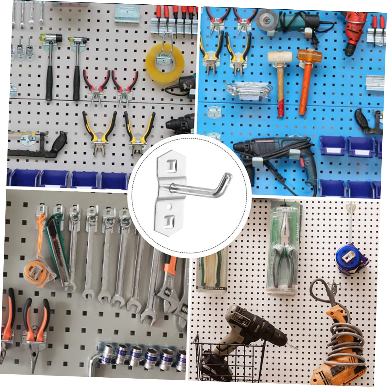 MUSISALY 10pcs Hole Board Hook Pegboard Pliers Holder Clothes Rack Heavy Duty Display Shelf Hook Shelf Holders Grid Wall Shelf Shelves Brackets Heavy Duty Wall Shelf Hooks Iron Silver