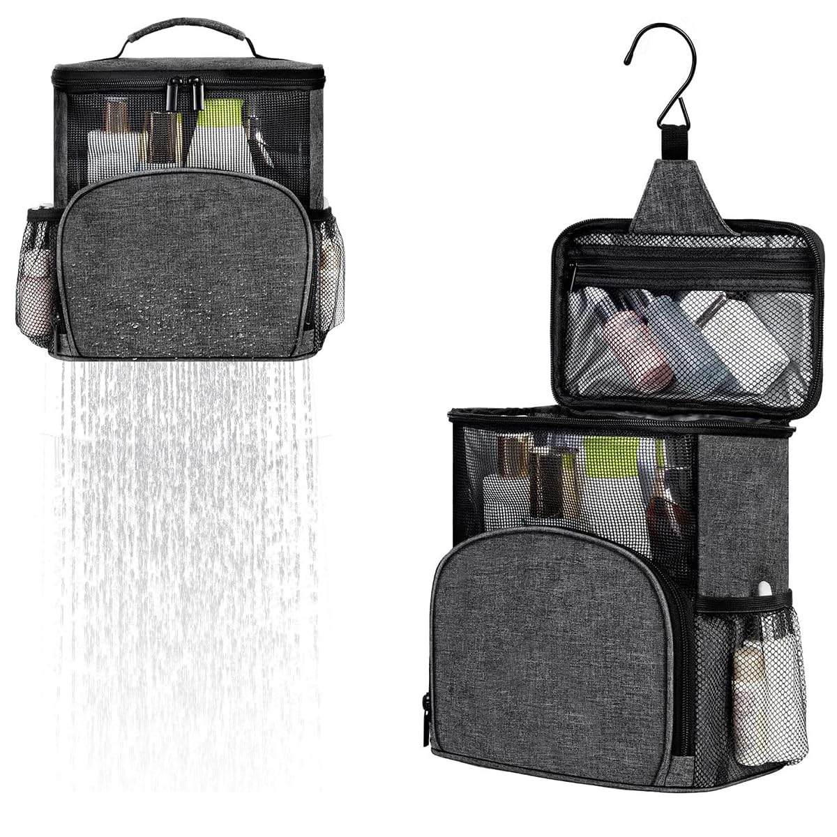 Icomroadex Mesh Shower Caddy Large Capacity Portable Durable Bath Toiletry Bag with Hook for College Dorm Gym Travel