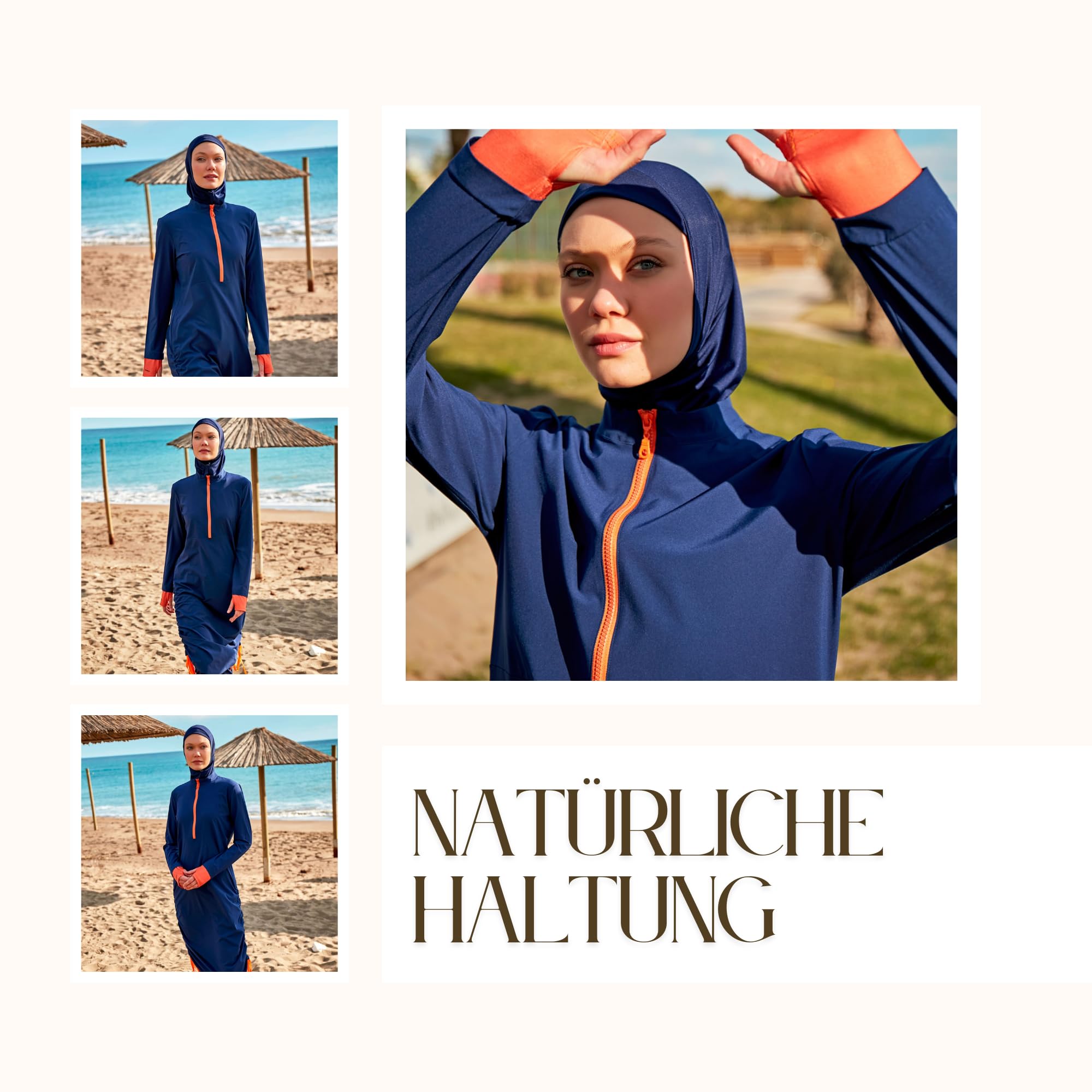 MARINA SWIMWEAR Costume intero islamico modesto da donna | Set Burkini musulmano da 4 pezzi | Rashguard a maniche lunghe con copertura completa | Modesto costume da bagno hijab